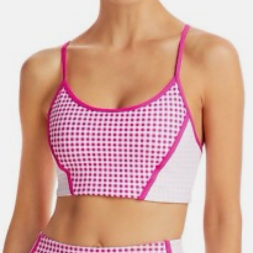 Aqua Pink Gingham Sports Bra